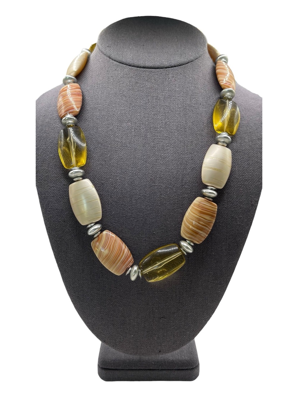 ❤️ Vintage Chunky Resin Acrylic Beaded Earth Tone Necklace
